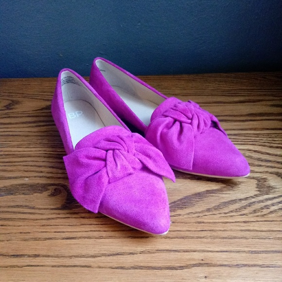 BP. Shoes - BP Kari Bow Loafer Knot Suede Leather Heel Fushia